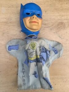 Vintage Batman Hand Puppet, Vinyl Head, Cloth Body, Ideal Toy Corp 1966 (001)