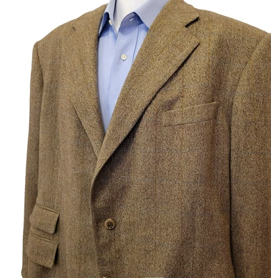 Abrigo deportivo Brooks Brothers para hombre 48R marrón bolsillo boleto tejido tic tweed 3 botones Foto 1 de 4