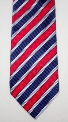 JZ RICHARDS RED WHITE & BLUE STRIPES WOVEN 100% SILK NECK TIE MADE IN USA 61.5" - Image 1 of 4