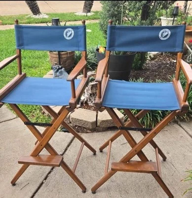 Cadeiras THE TELESCOPE Folding Co. Wood Tall Directors, madeira maciça/lona  - Imagem 1 de 4