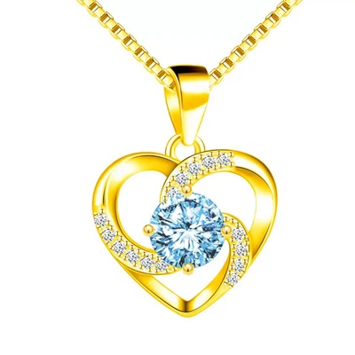 Damen Halskette Herz Gold Kette Anhänger Frauen Schmuck Geschenk  925 Silber - Bild 1 von 4