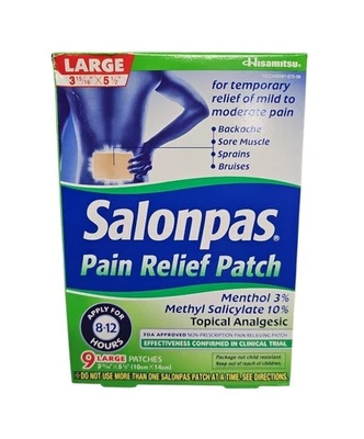 Salonpas Pain Relief Patch Large,  9 count box BB 01/2028 - Image 1 of 2