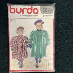 Vintage BURDA Pattern  Girls Yoked Pleated Coat Dress Size 3-7 NEW - Picture 1 of 6