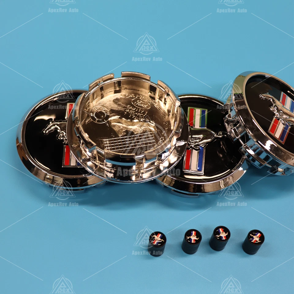 8 Pcs Wheel Rim Center Caps & Air Caps For Mustang GT Bullit Running Horse 68mm - Image 1 of 4