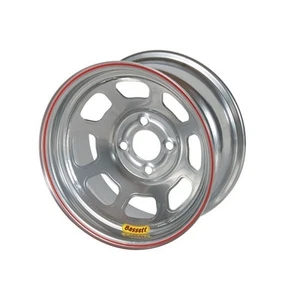 Bassett 57RP4S 15X7 DOT D-Hole 4x4.25 4 In. Bckspc Silver Wheel - Picture 1 of 4