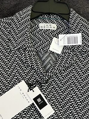 Ike Behar Button Up Shirt & Short BundleMen Texture Large Comfort Craftsmanship - Image 1 of 4