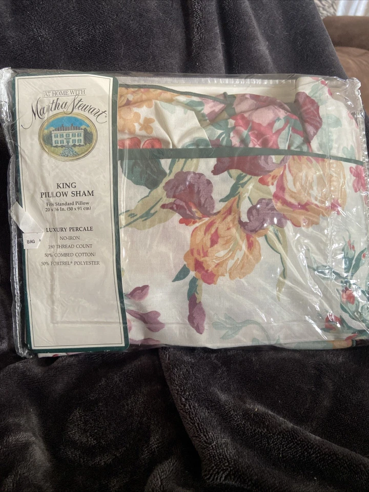 Antique Martha Stewart King Size Pillow Sham Floral 20 X 36 Inch - Изображение 1 из 4