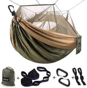 Camping Hammock, Portable Single & Double Hammock with Net, 2 Person Hammock Ten - Picture 1 of 12