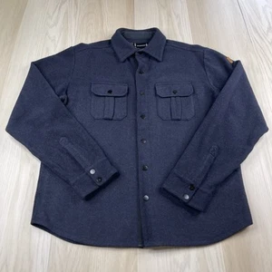 SmartWool Anchor Line Merino Wool Navy Blue Snap Button Shirt Jacket L Large - Picture 1 of 10