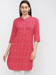 Women's Pink & White Bollywood Tunic | Indian Wedding Festive Ethnic Top - Picture 1 of 7