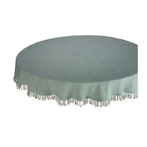Homespun Fringed 70 in. Round Hunter Green Checkered 100% Cotton Tablecloth - Picture 1 of 3