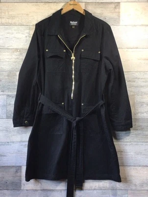 Barbour Int’l Black “Athena” Soft Denim Zip Front Shirt Dress Size 18 VGC - Image 1 of 4