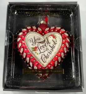 DEMDACO Mercantile Collection Relationship Friend Red Heart Glass Ornament NIB - Picture 1 of 5