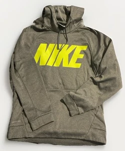 Nike Therma Fit Performance Gray Neon Yellow Sweatshirt Hoodie men’s S warm - Picture 1 of 5