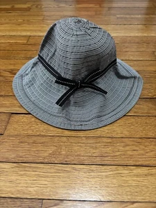 GAP Womens Bucket Sun Hat One Size Brown White Woven Bow Cap Casual Beach - Picture 1 of 6