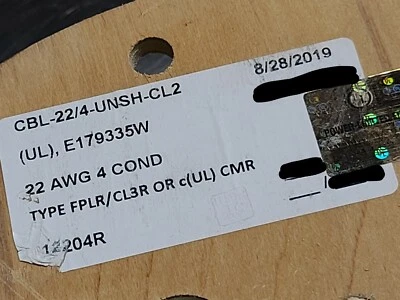 Cabo de segurança/alarme Advanced Digital 12204R 22/4C riser encalhado branco/100 pés - Imagem 1 de 4