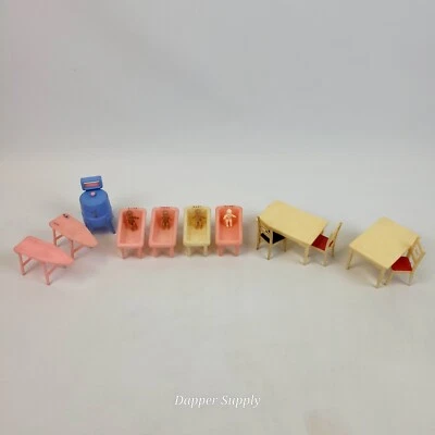 Vintage 1950’s Renwal Baby Nursery Irene Alice Mary Dolls Beds Tables Washer Etc - Image 1 of 4