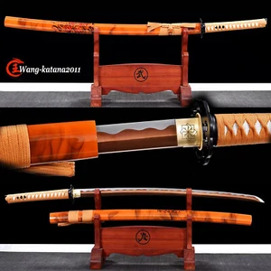 Orange Katana T10 Carbon Steel Battle Ready Japanese Samurai Functional Sword - Picture 1 of 10