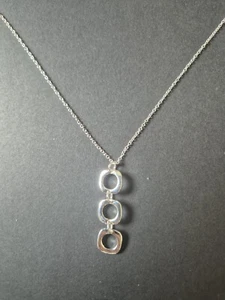 925 STERLING SILVER 18" FILLED CURB NECKLACE 3 SQUARE PENDANT INC FREE GIFTBOX. - Picture 1 of 12