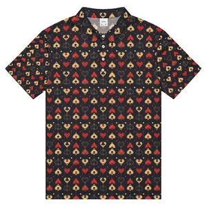 Camisa polo ajustada con cuello para hombre temática de cartas de póker - Imagen 1 de 15