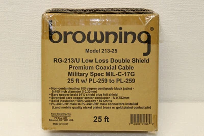 Browning 213-25 RG-213U 25 Ft. Coax Cable with PL-259 (UHF Male) Connectors - Image 1 of 3