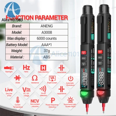 A3008 Mini Digital Multimeter Stift DC/AC Smart Spannungsprüfer Messgerät 6000 Stück - Bild 1 von 4