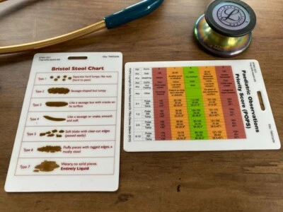 TMG CARDS Paediatric Observations, Bristol Stool Healthcare, Nursing, Medical Pocket Card