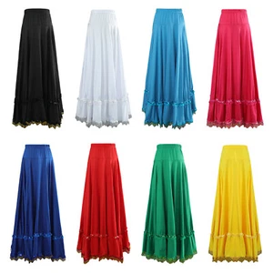 Gonna lunga donna elegante abito swing danza rave elastico costumi carnevale - Foto 1 di 59