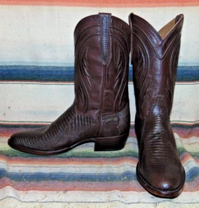 Hombres Rujo The Marcus Marrón Teju Lagarto/Botas de Vaquero de Cuero 10.5 D Nuevas en Caja - Imagen 1 de 6