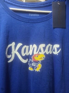 KU Kansas Fanatiker T-Shirt langarm mittelscharf blau University of Kansas - Bild 1 von 3