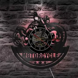 12 Zoll American Harley Motorrad CD Vinyl Schallplatte Wanduhr mit LED Wohnkultur - Bild 1 von 17