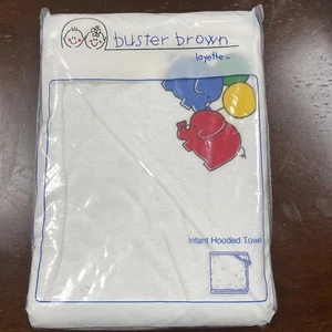 Buster braunes Layette Badetuch mit Kapuze VINTAGE 36 x 36. Neu im Paket - Bild 1 von 6