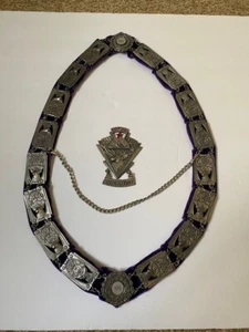 BPOE ELKS Lodge Organist Silver Toned Ceremonial Jewels Collar Velvet - Picture 1 of 9