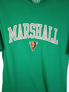 Camiseta Hanes Marshall Thundering Herd verde bordada talla grande con etiquetas - Imagen 1 de 9