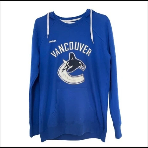 Reebok Vancouver Canucks Women's Blue Pullover Hoodie Size L Cover