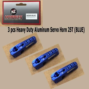NZHOBBIES Aluminum Servo Horn 25T (Blue) Axial, Futaba & Savox Servos (3pcs) - Picture 1 of 6