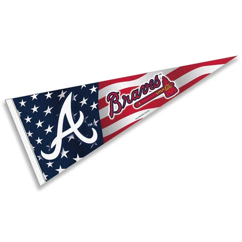 Atlanta Braves Nation USA Stars and Stripes Pennant MLB 12 in X 30 in Pennant Cover