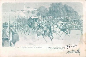 TURQUÍA Sultán Contantinopla yendo a mezquita 1901 PC - Imagen 1 de 2