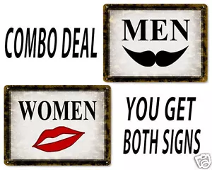 RESTROOM classic METAL SIGNS style MEN / WOMEN bathroom door vintage style 496 - Picture 1 of 3