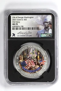 2021 Cook Islands $2 George Washington Old Glory Silver Coin NGC MS70 - Picture 1 of 4