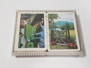 Stancraft Playing Cards Double Deck Mountain Scene Plastic Glitter Case  - Picture 1 of 7