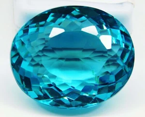 Certified 87.00 Ct Natural Neon Blue Paraiba Tourmaline Oval Loose Gemstone - Picture 1 of 9