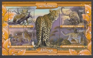 Timbres sur les Félins - Feuillet de timbres du Mali - TBE - Foto 1 di 1