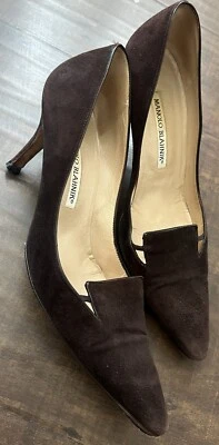 BOMBA MANOLO BLAHNIK Vintage Y2K Cuero Gamuza Semi Puntera Talla 6.5/37 Foto 1 de 4