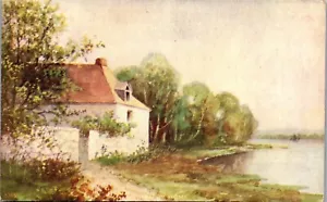 Postal de pintura de renderización de artista de arte vintage casa de campo - Imagen 1 de 4