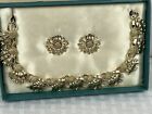 Vintage LISNER Silver Collar Necklace and Earrings Set In Original Box BEAUTIFUL