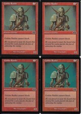 MTG: GOBLIN RAIDER Urza's Saga COMMON; played, Excellent condition x4