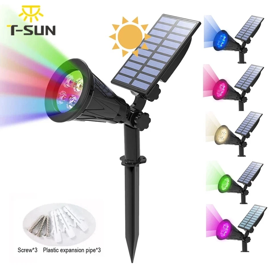 4Packs Solar LED Flood Lamp Spotlights Outdoor Garden Wall Landscape Lights US - Image 1 of 1