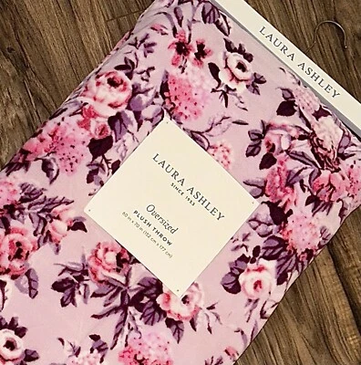Manta de felpa de gran tamaño Laura Ashley Shabby Chic floral repollo rosa rosa Foto 1 de 4