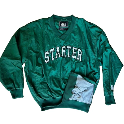 Chaqueta cortavientos forrada suéter de iniciación vintage cuello en V para hombre grande verde Foto 1 de 4